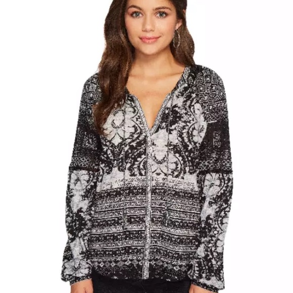 Lucky Brand Womes Tassel Tie Top Medium Peasant - Picture 12 of 12